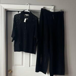 Madewell Black Wide-Leg Knit Pants and Top Cover Up Set